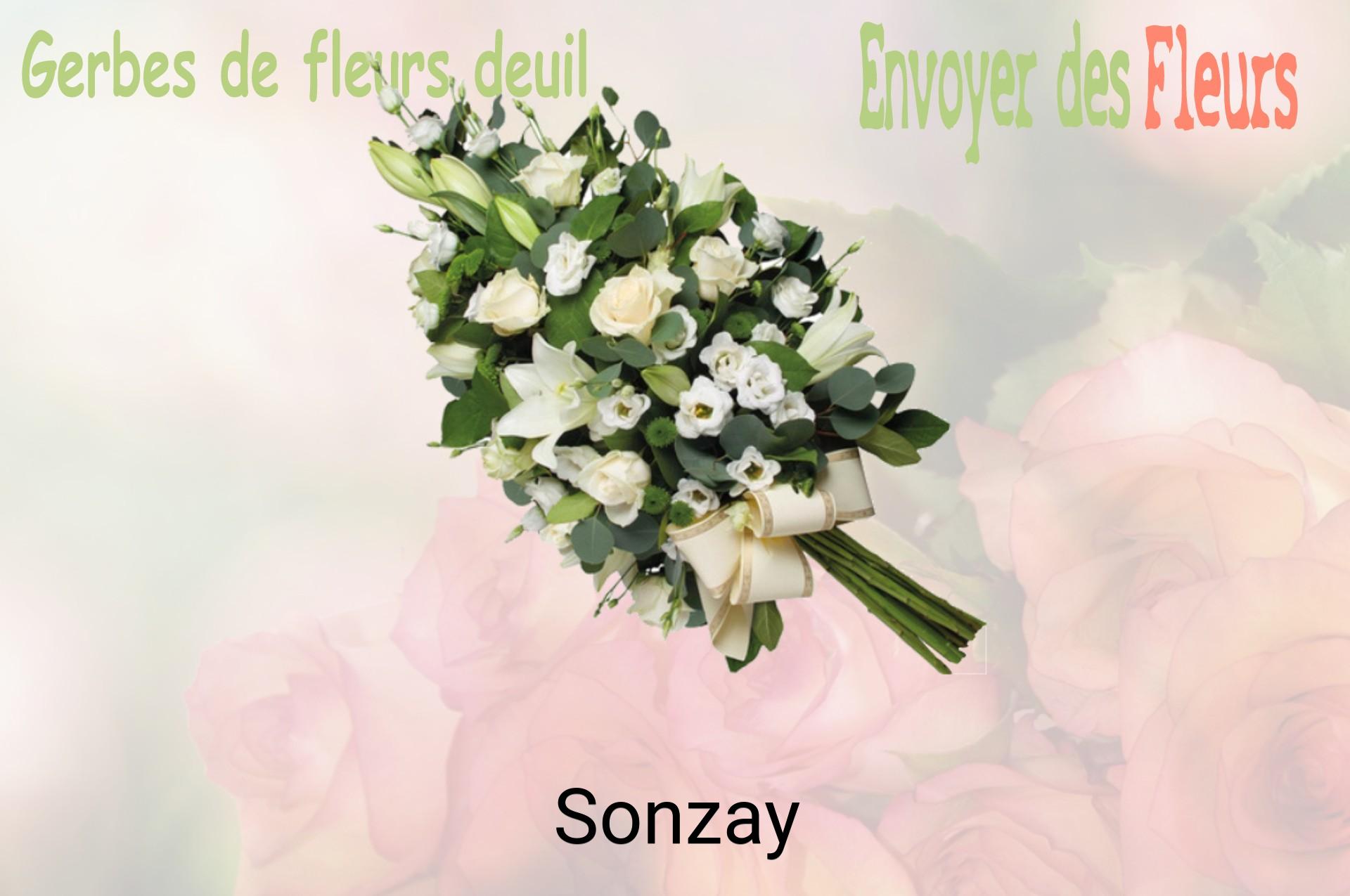 Gerbe de fleurs de deuil livrée à Sonzay